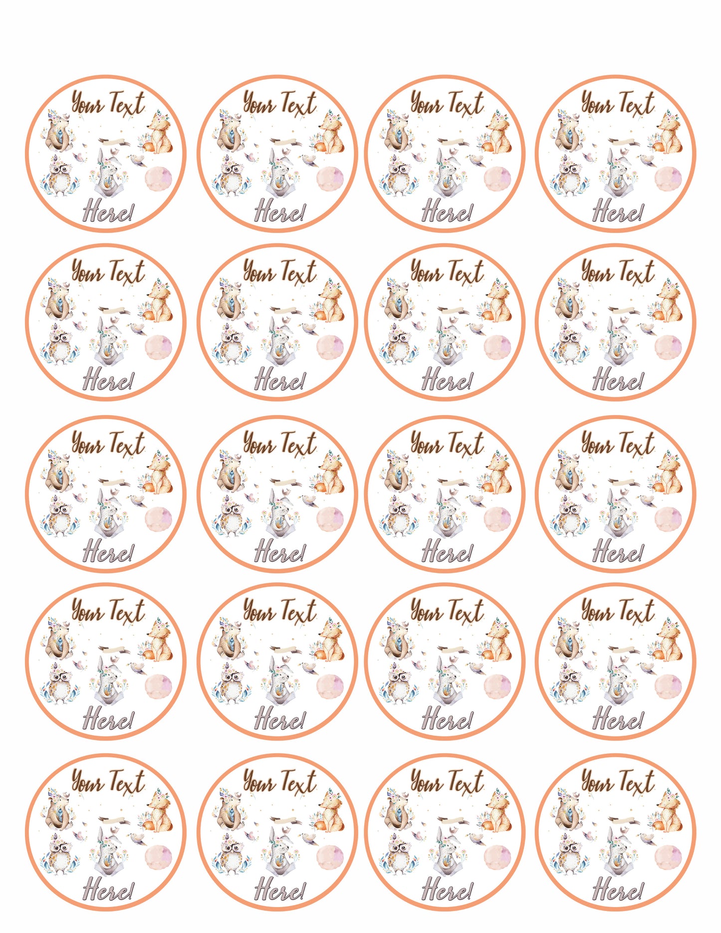 Baby Rabbit and Bear Animal - Edible Cake Topper, Cupcake Toppers, Strips