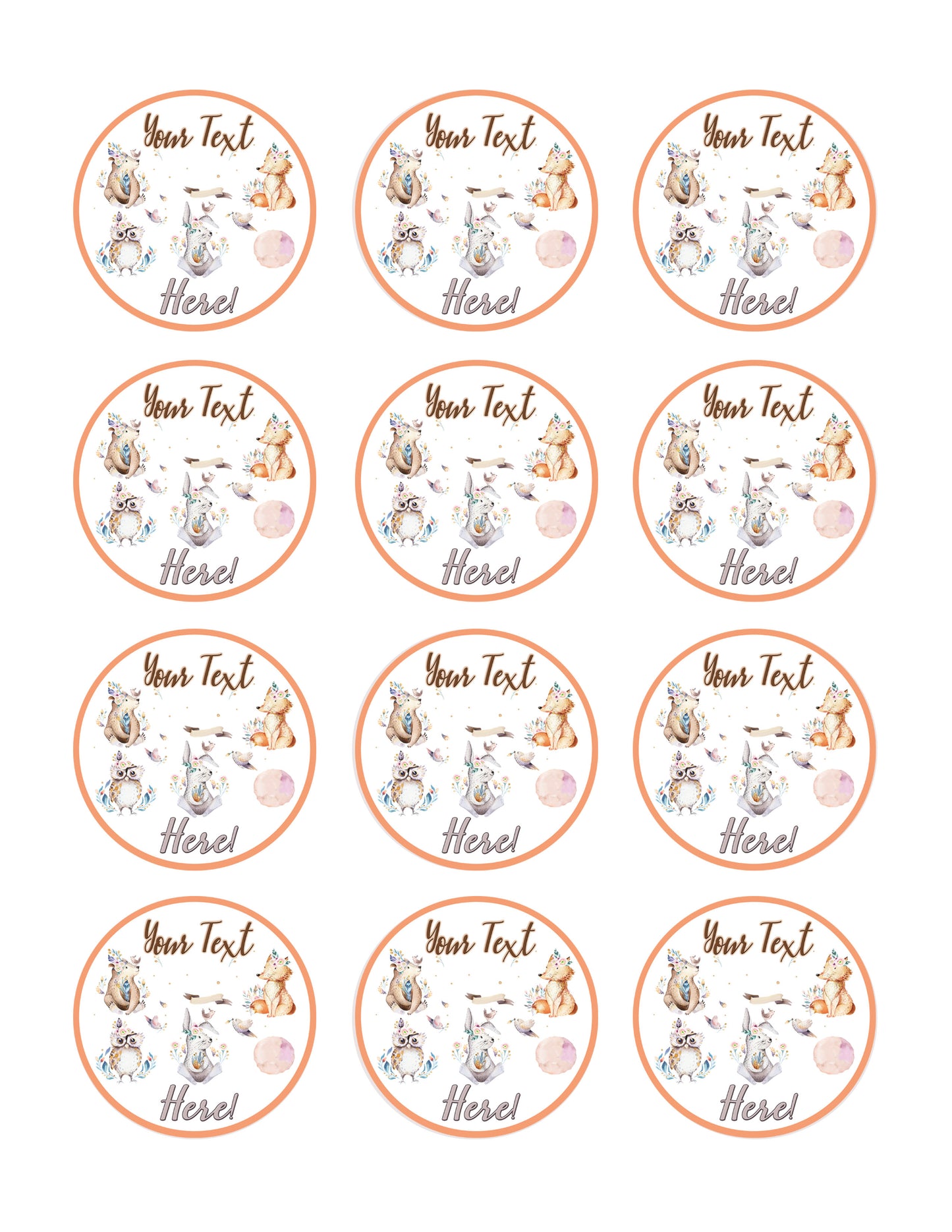 Baby Rabbit and Bear Animal - Edible Cake Topper, Cupcake Toppers, Strips