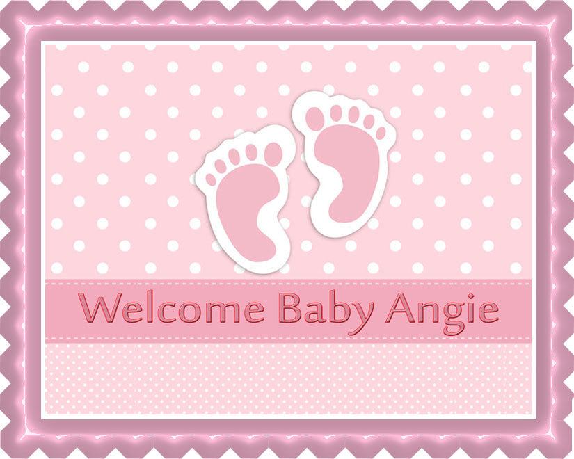 Baby Feet Foot Pink - Edible Cake Topper, Cupcake Toppers, Strips
