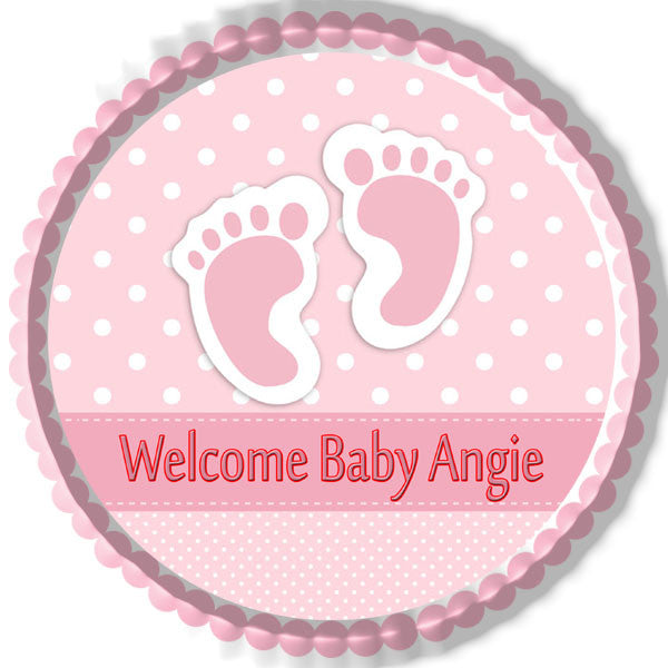 Baby Feet Foot Pink - Edible Cake Topper, Cupcake Toppers, Strips