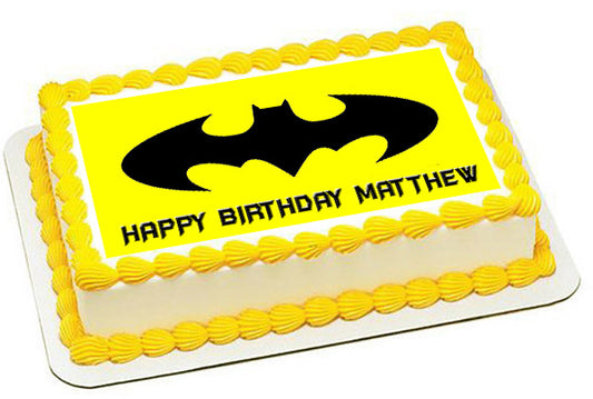 Batman Yellow Logo - Edible Cake Topper, Cupcake Toppers, Strips