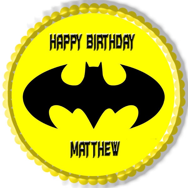 Batman Yellow Logo - Edible Cake Topper, Cupcake Toppers, Strips