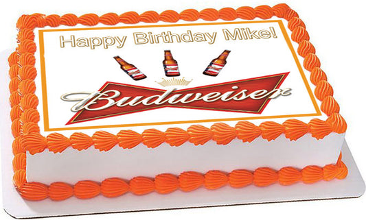 Beer Budweiser - Edible Cake Topper, Cupcake Toppers, Strips