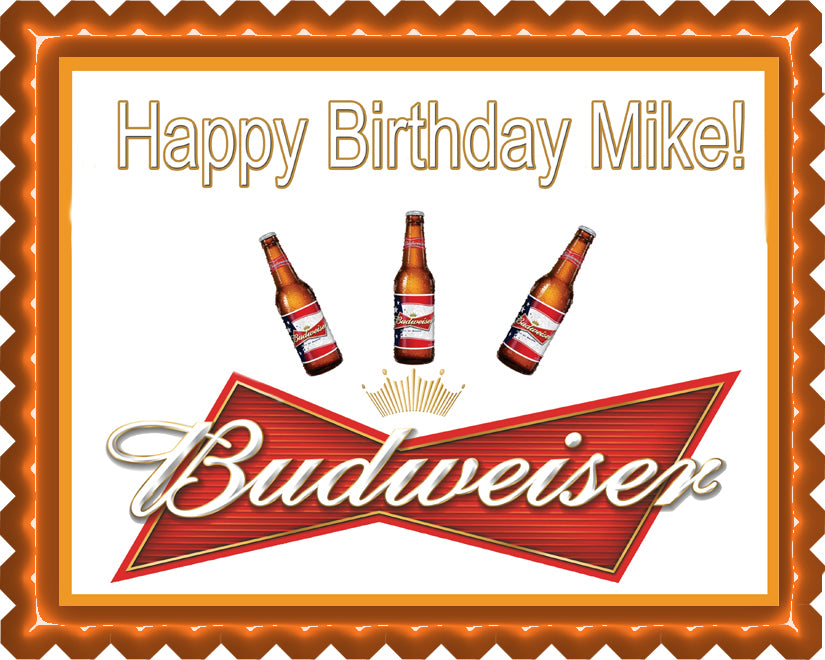 Beer Budweiser - Edible Cake Topper, Cupcake Toppers, Strips