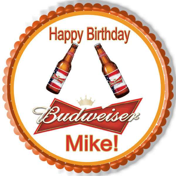 Beer Budweiser - Edible Cake Topper, Cupcake Toppers, Strips