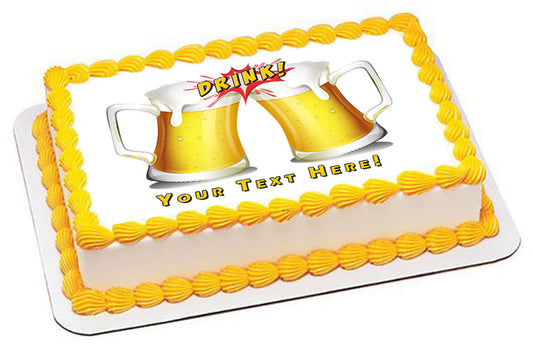 Beers with drink flash icon - Edible Cake Topper, Cupcake Toppers, Strips