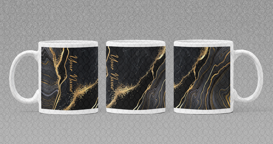 Black Marble with Golden Veins with Name Mug, Birthday Gift, Custom Mug Gift for Mom, Anniversary Gift for Her/Him, Valentine's day gifts