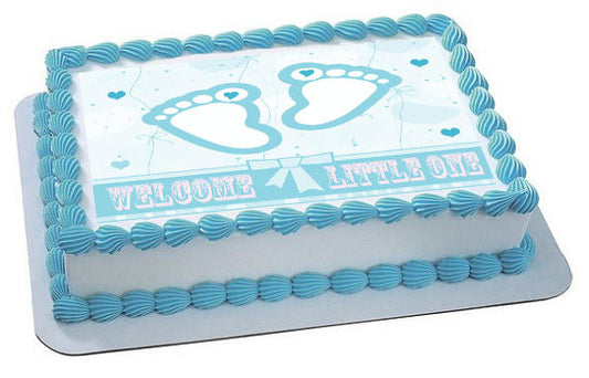 Blue Baby Feet Foot - Edible Cake Topper OR Cupcake Topper, Decor