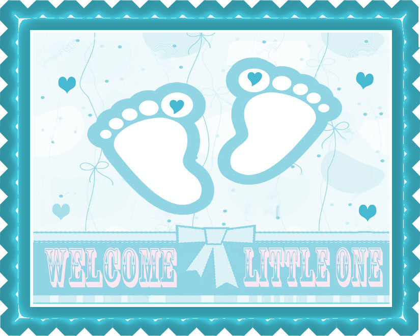 Blue Baby Feet Foot - Edible Cake Topper OR Cupcake Topper, Decor