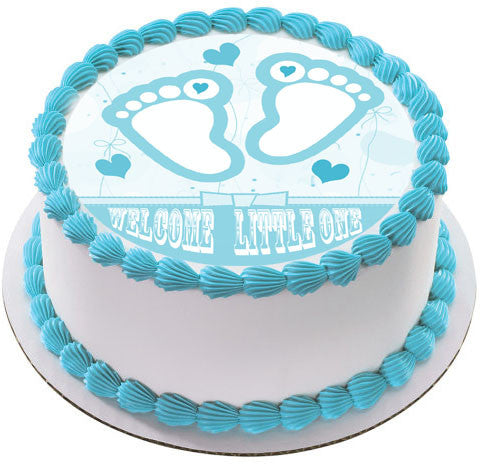 Blue Baby Feet Foot - Edible Cake Topper OR Cupcake Topper, Decor