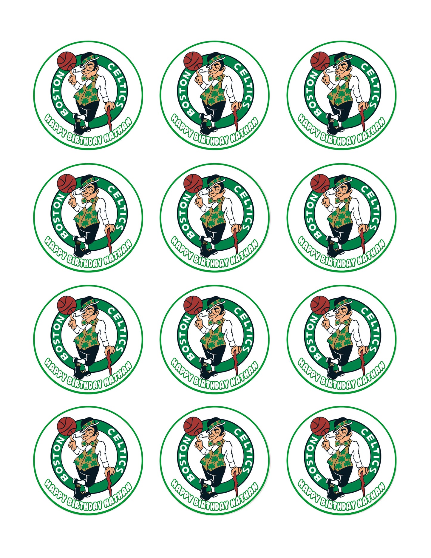 Boston Celtics - Edible Cake Topper, Cupcake Toppers, Strips