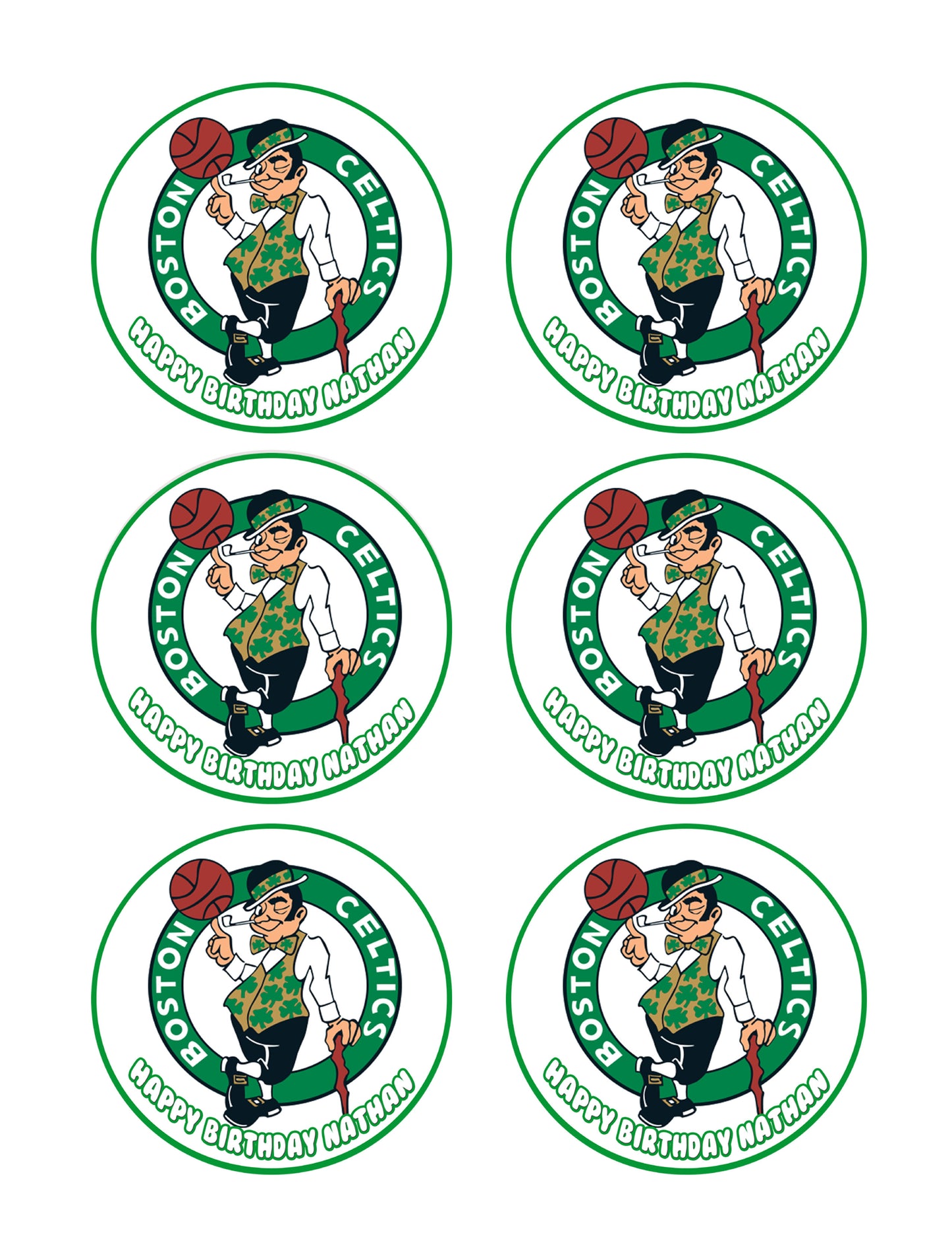 Boston Celtics - Edible Cake Topper, Cupcake Toppers, Strips