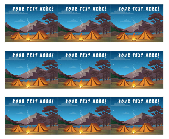 Camping in Night Time Family Camping Tent and Fire - Edible Cake Topper, Cupcake Toppers, Strips