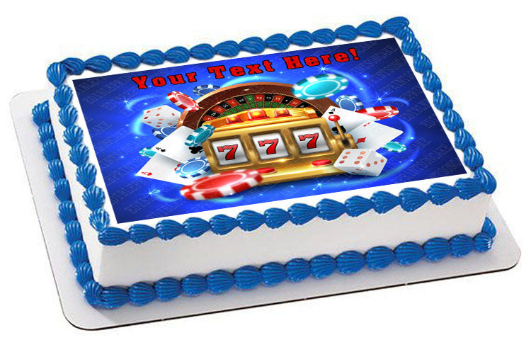 Casino Gambling Roulette Big Lucky Slot Machine - Edible Cake Topper, Cupcake Toppers, Strips