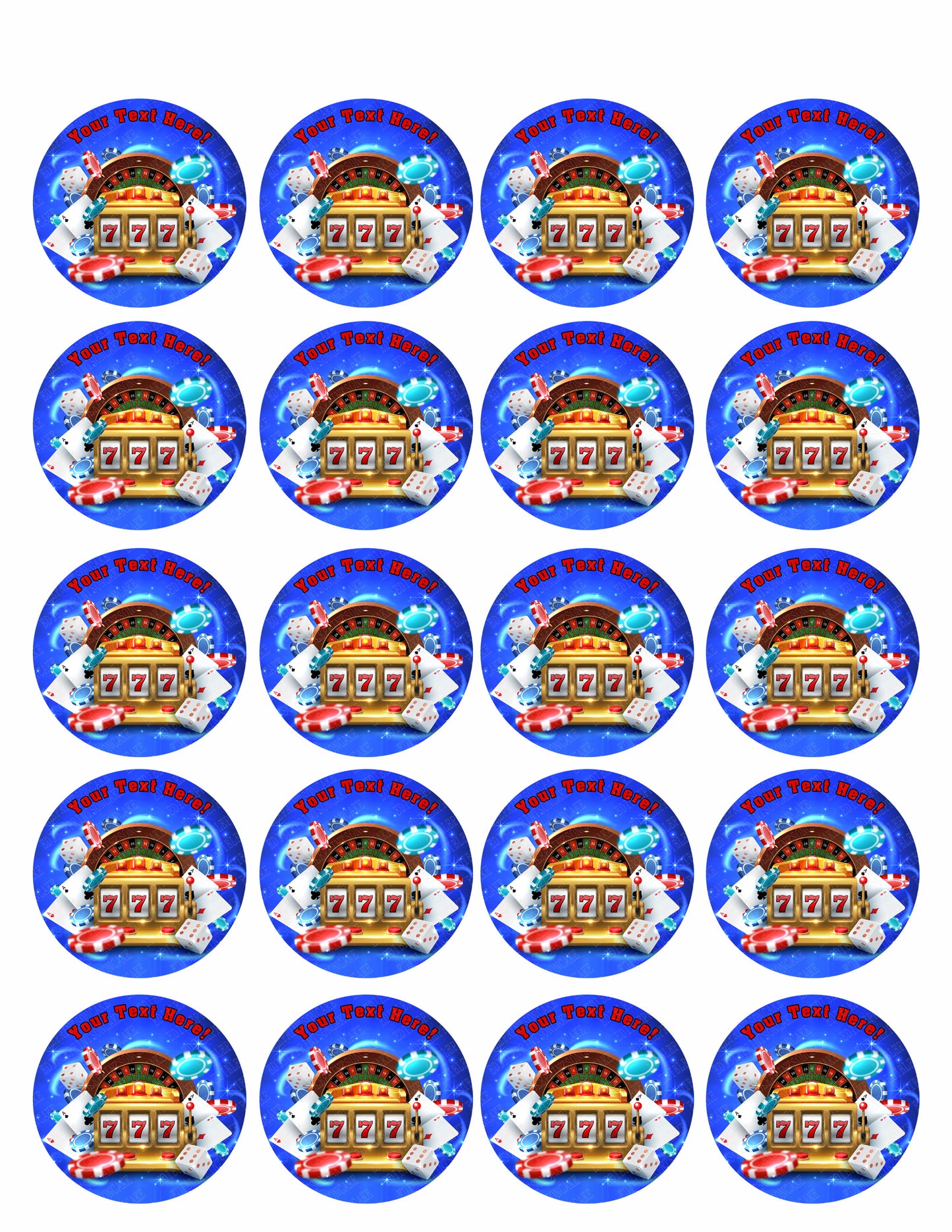 Casino Gambling Roulette Big Lucky Slot Machine - Edible Cake Topper, Cupcake Toppers, Strips