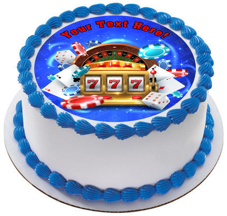 Casino Gambling Roulette Big Lucky Slot Machine - Edible Cake Topper, Cupcake Toppers, Strips