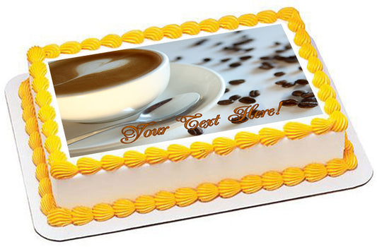 Coffee - Edible Cake Topper, Cupcake Toppers, Strips