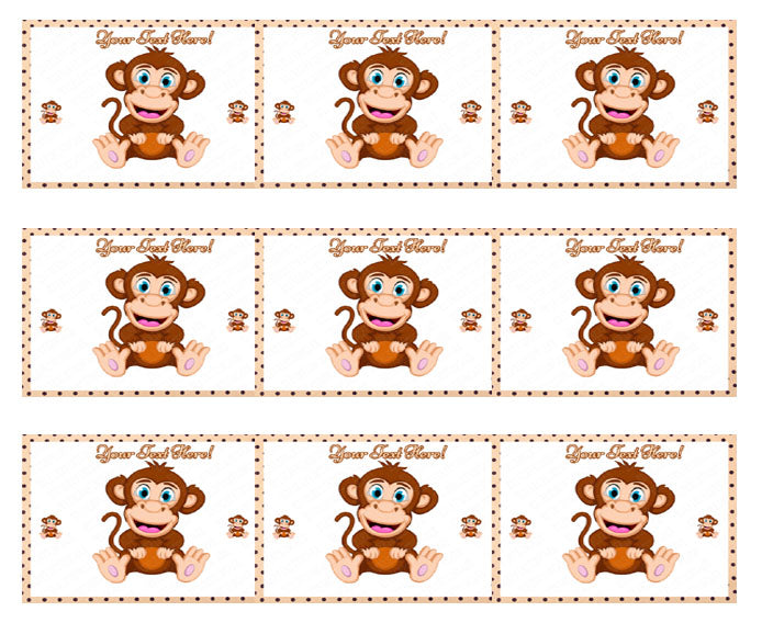 Cute Baby Monkey - Edible Cake Topper, Cupcake Toppers, Strips