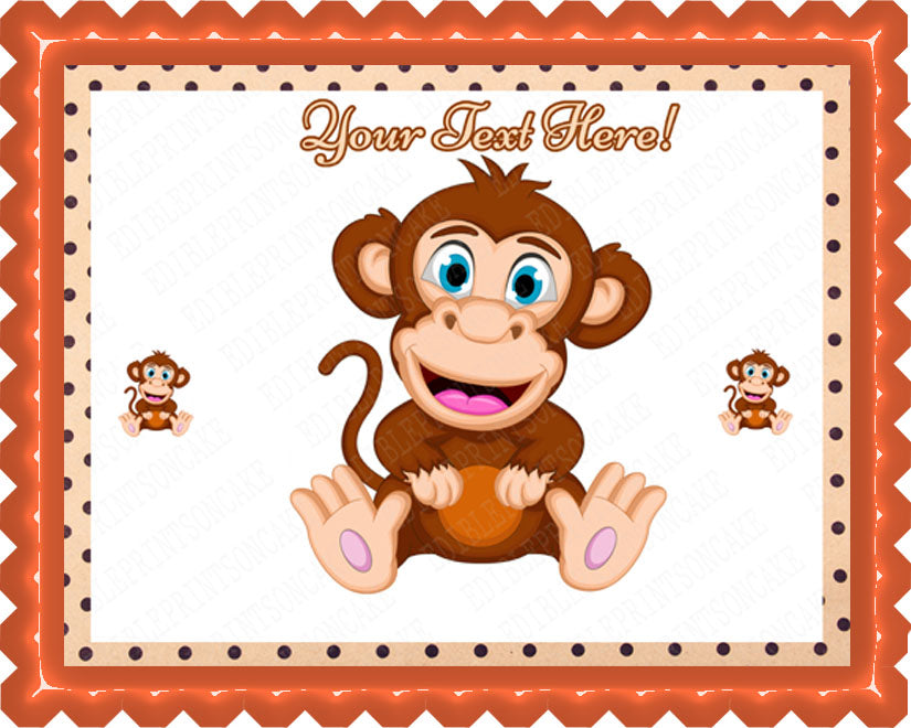 Cute Baby Monkey - Edible Cake Topper, Cupcake Toppers, Strips