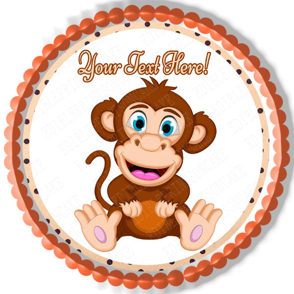 Cute Baby Monkey - Edible Cake Topper, Cupcake Toppers, Strips