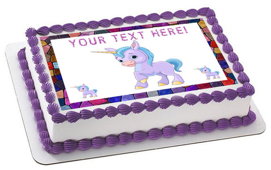 Cute Baby Unicorn - Edible Cake Topper, Cupcake Toppers, Strips