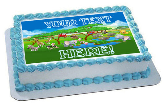 Cute Cartoon Safari Animal - Edible Cake Topper, Cupcake Toppers, Strips