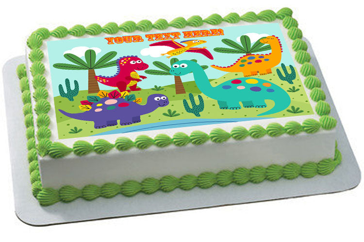 Cute dinosaurs - Edible Cake Topper, Cupcake Toppers, Strips