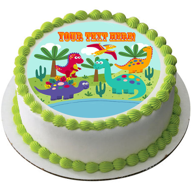 Cute dinosaurs - Edible Cake Topper, Cupcake Toppers, Strips