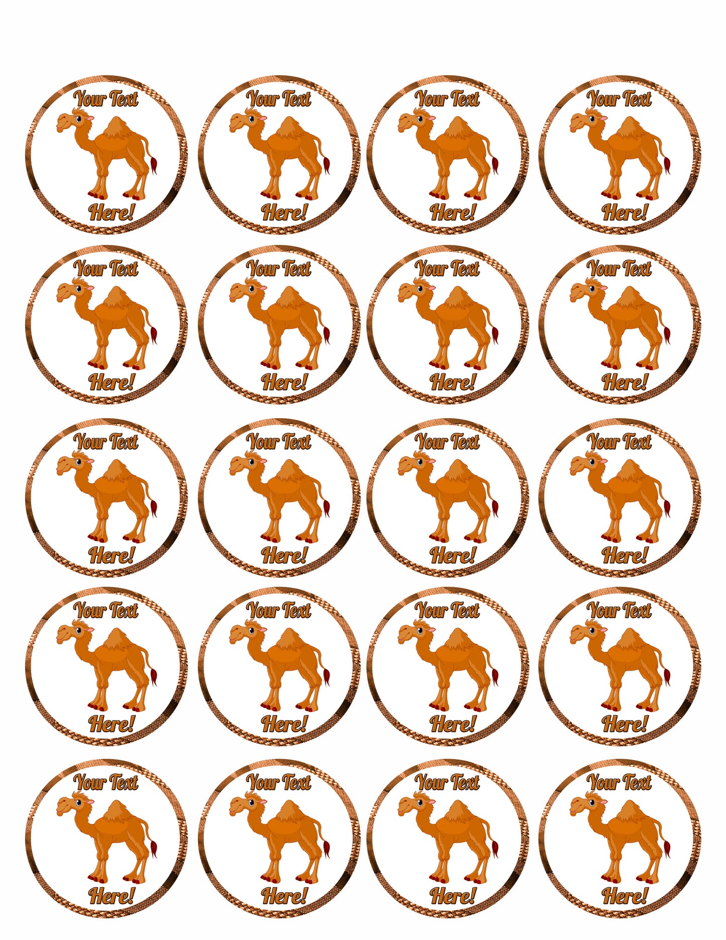 Cute Funny Camel - Edible Cake Topper, Cupcake Toppers, Strips