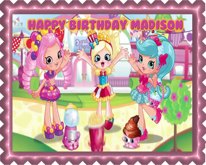 Cute Shopkins Shoppies Edible Birthday Cake Topper OR Cupcake Topper, Decor - Edible Prints On Cake (Edible Cake &Cupcake Topper)