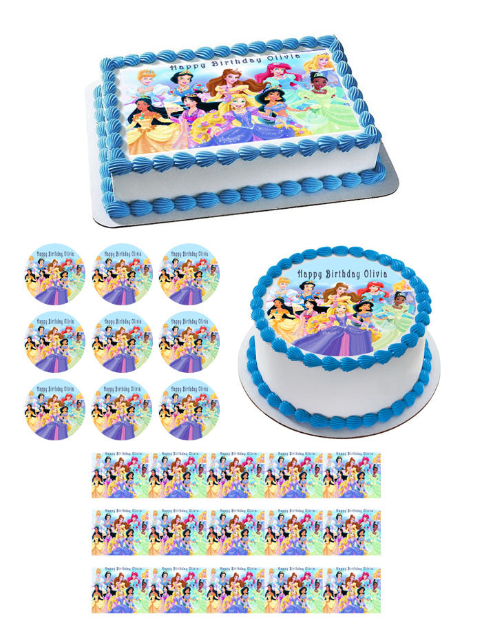 Disney Princess - Edible Cake Topper, Cupcake Toppers, Strips