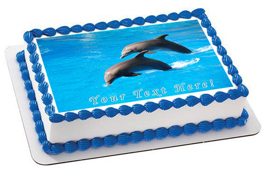 Dolphin Jumping - Edible Cake Topper, Cupcake Toppers, Strips