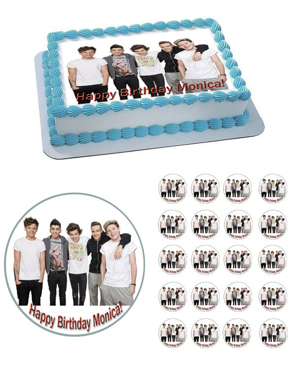 One Direction 1 Edible Birthday Cake Topper OR Cupcake Topper, Decor - Edible Prints On Cake (Edible Cake &Cupcake Topper)