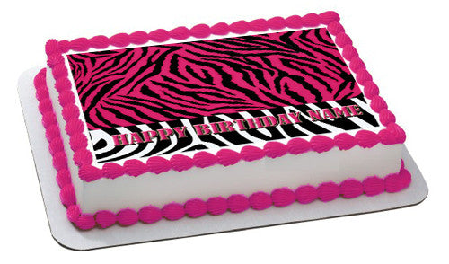 PINK Edible Birthday Cake Topper OR Cupcake Topper, Decor - Edible Prints On Cake (Edible Cake &Cupcake Topper)