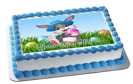 Easter Bunny with Egg - Edible Cake Topper, Cupcake Toppers, Strips