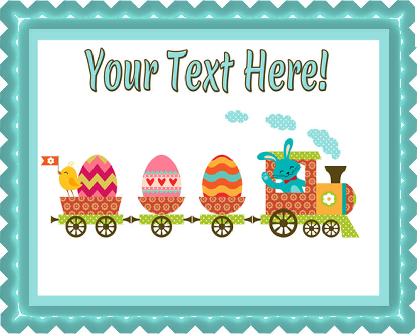 Easter Train - Edible Cake Topper, Cupcake Toppers, Strips