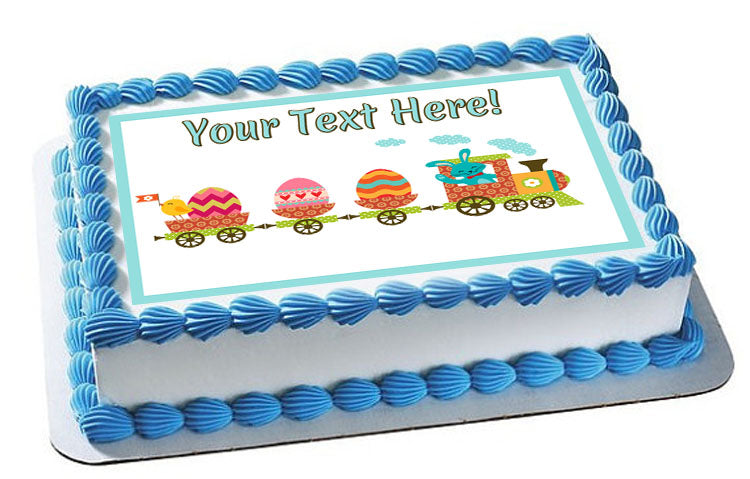 Easter Train - Edible Cake Topper, Cupcake Toppers, Strips