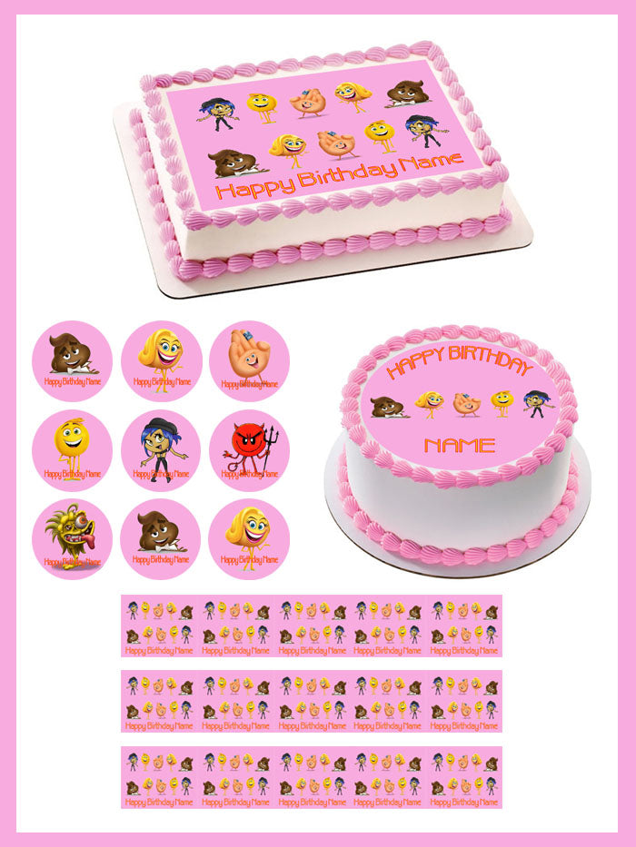 The Emoji Movie (B) - Edible Cake Topper OR Cupcake Topper, Decor
