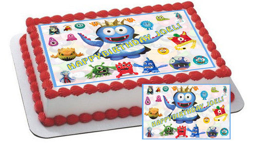 Mini Monster Edible Birthday Cake Topper OR Cupcake Topper, Decor - Edible Prints On Cake (Edible Cake &Cupcake Topper)