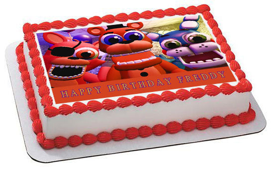 Fnaf World 4 Edible Birthday Cake Topper OR Cupcake Topper, Decor