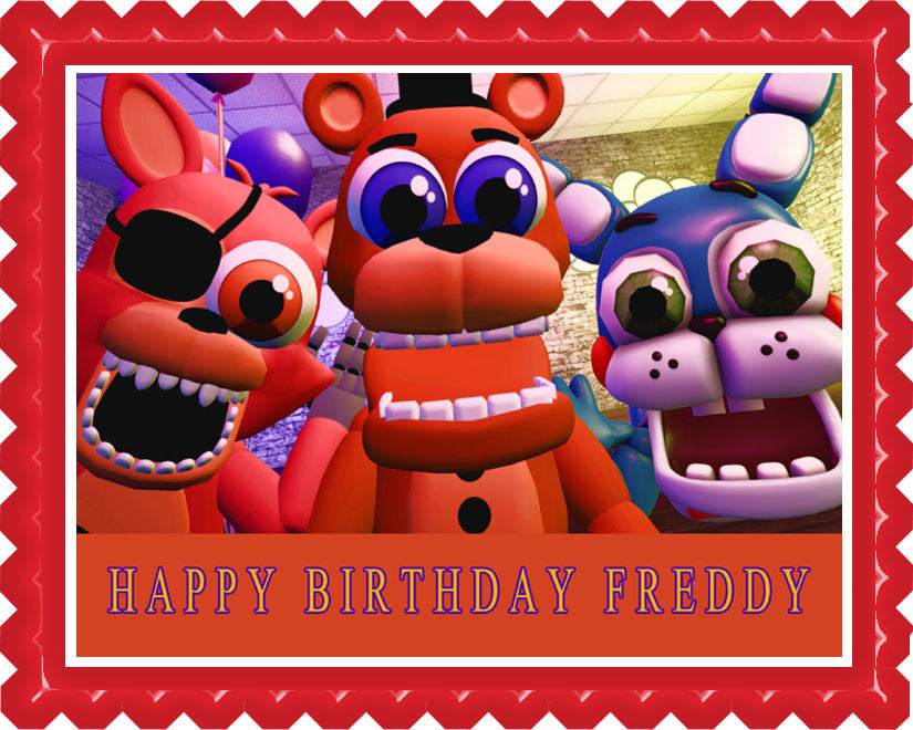 Fnaf World 4 Edible Birthday Cake Topper OR Cupcake Topper, Decor