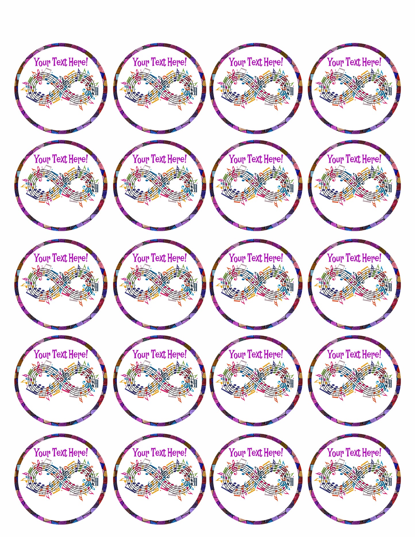 Forever Music - Edible Cake Topper, Cupcake Toppers, Strips