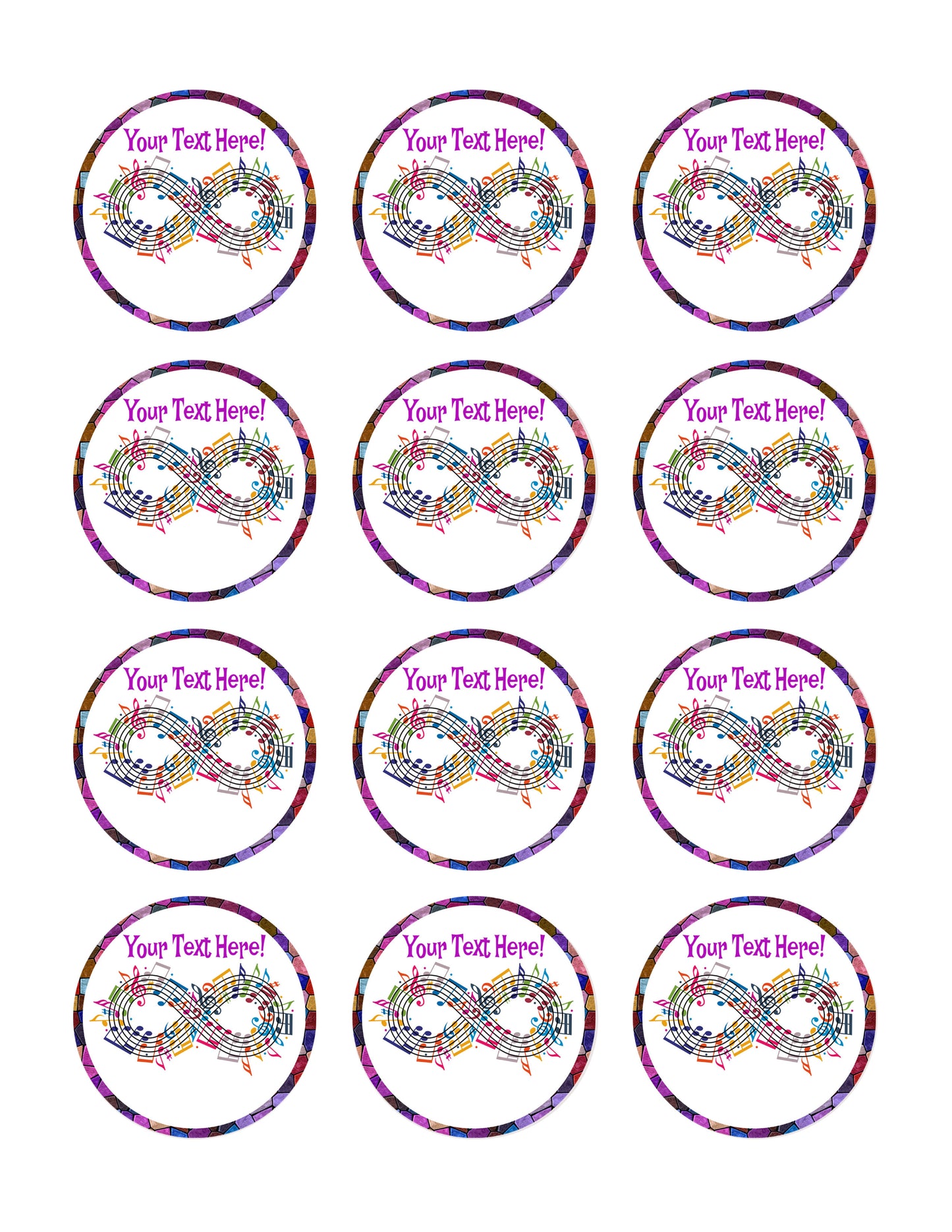 Forever Music - Edible Cake Topper, Cupcake Toppers, Strips