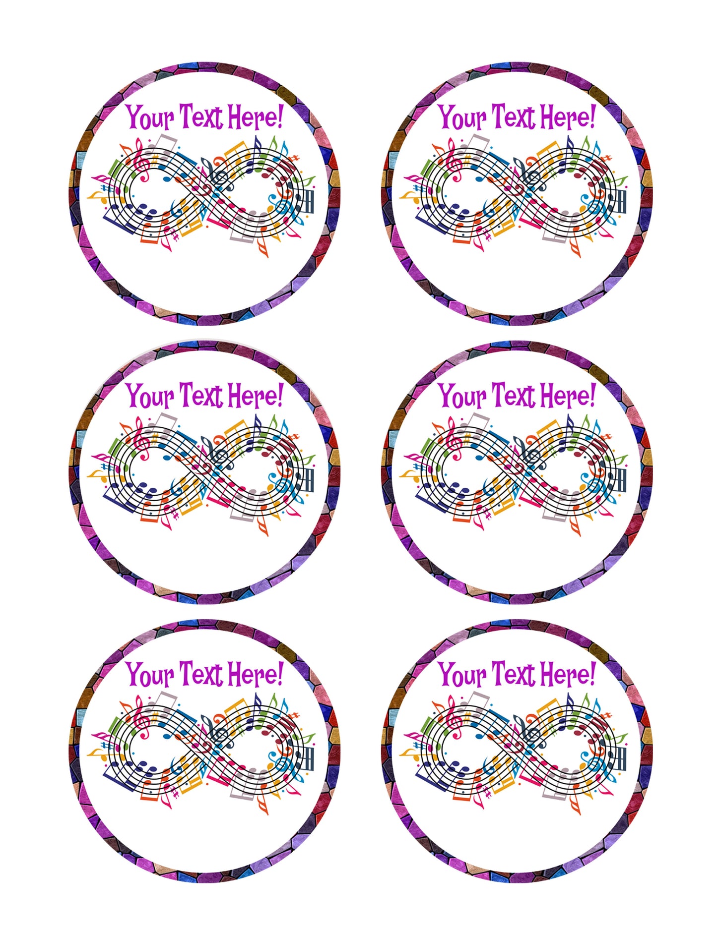 Forever Music - Edible Cake Topper, Cupcake Toppers, Strips