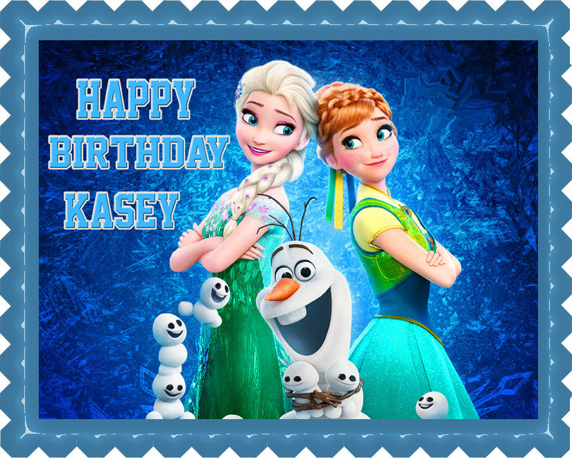 Frozen Fever Elsa Anna Edible Birthday Cake Topper OR Cupcake Topper, Decor - Edible Prints On Cake (Edible Cake &Cupcake Topper)