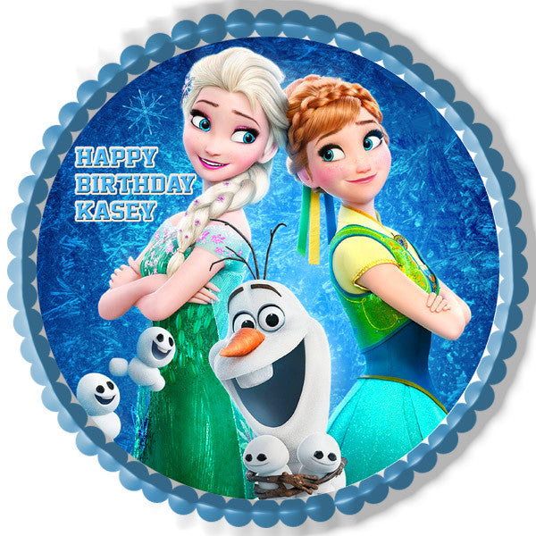 Frozen Fever Elsa Anna Edible Birthday Cake Topper OR Cupcake Topper, Decor - Edible Prints On Cake (Edible Cake &Cupcake Topper)