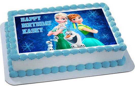 Frozen Fever Elsa Anna Edible Birthday Cake Topper OR Cupcake Topper, Decor - Edible Prints On Cake (Edible Cake &Cupcake Topper)