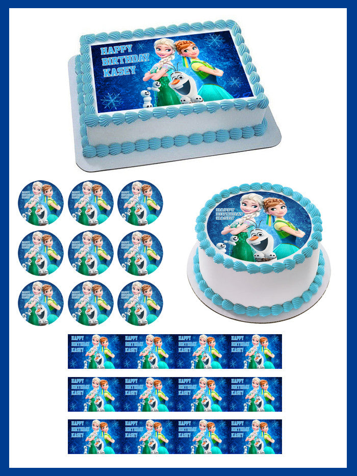Frozen Fever Elsa Anna Edible Birthday Cake Topper OR Cupcake Topper, Decor - Edible Prints On Cake (Edible Cake &Cupcake Topper)
