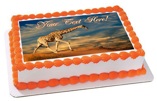 Giraffe on Sand Dune - Edible Cake Topper, Cupcake Toppers, Strips