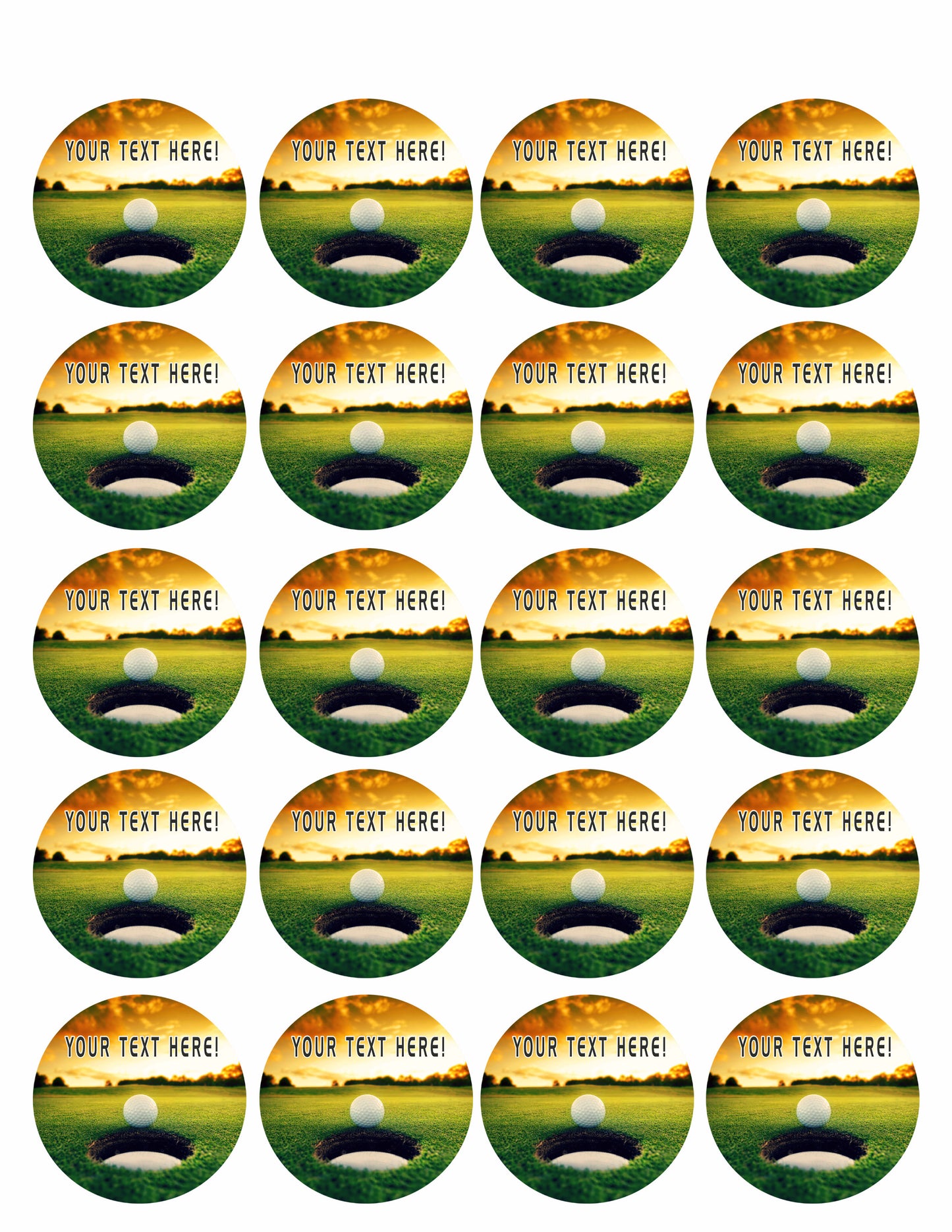 Golf Ball Near Hole - Edible Cake Topper, Cupcake Toppers, Strips